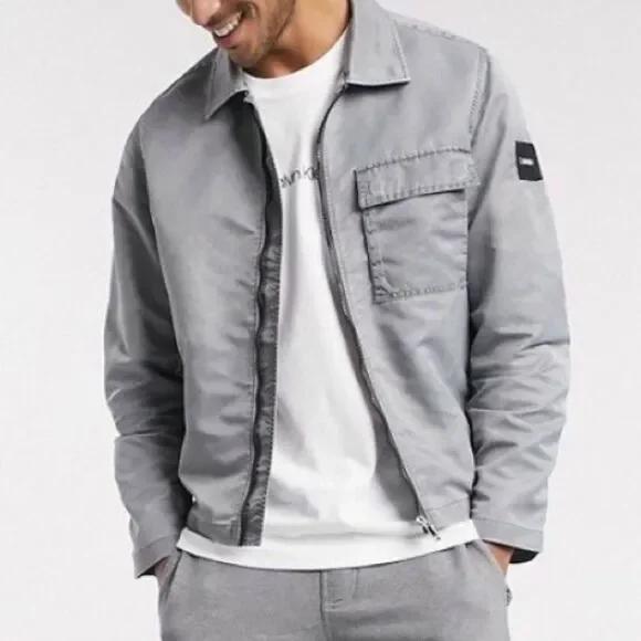 Calvin Klein Gray Lightweight Bomber Jacket - NEW
